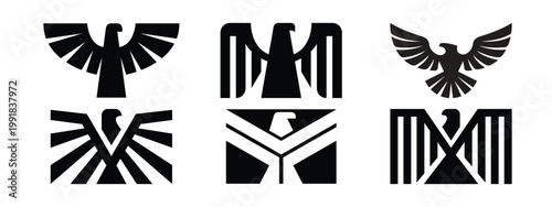 set of eagle logo geometric vector illustration