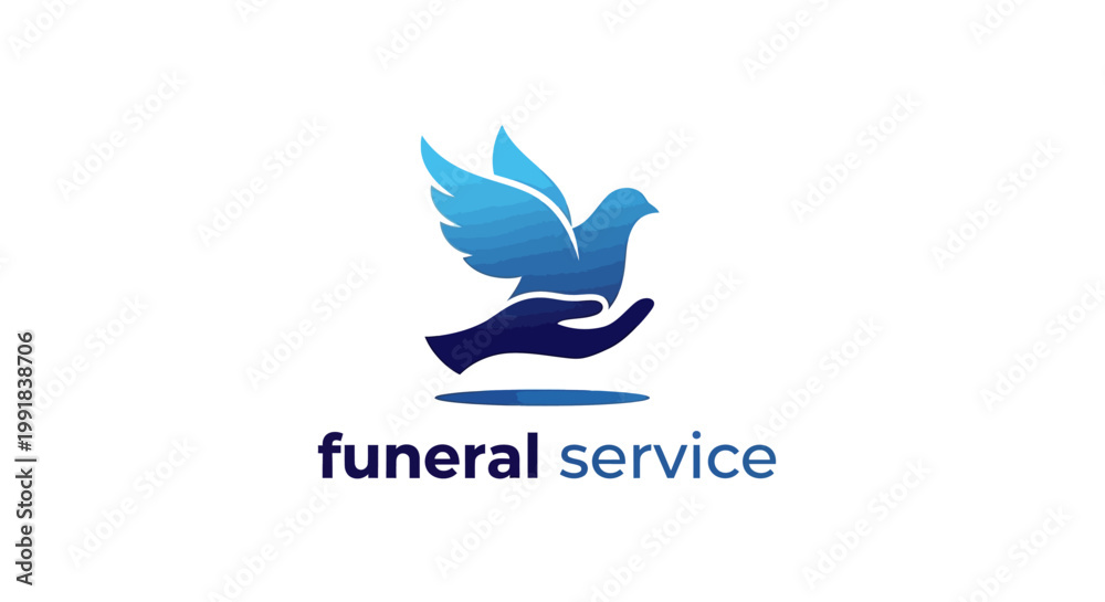 Obraz premium Elegant Blue Dove Symbolizing Peace and Remembrance for Funeral Services.