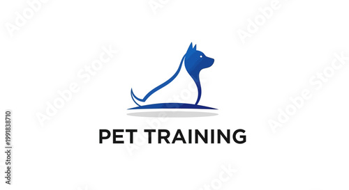 Elegant Blue Dog Logo for Pet Training Services, Simple Design.