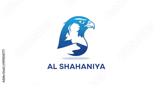 Elegant Blue Falcon Logo for Al Shahania Company, Modern Design.