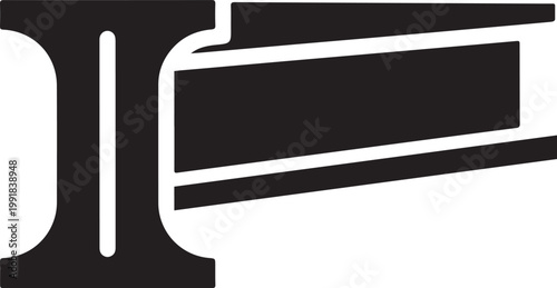 Industrial Steel I-Beam Silhouette Icon for Construction and Engineering Design