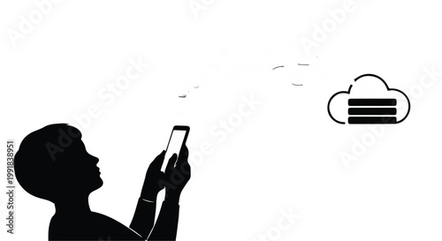 man uploading data to cloud storage using smartphone