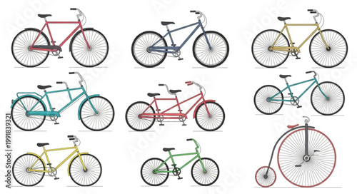 Collection of various bicycle types and styles.