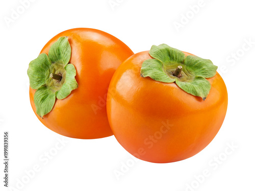 Ripe Persimmon Fruits Isolated on Transparent Background – Fresh Orange Tropical Produce