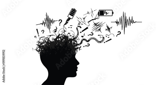 thinking person with ideas and questions