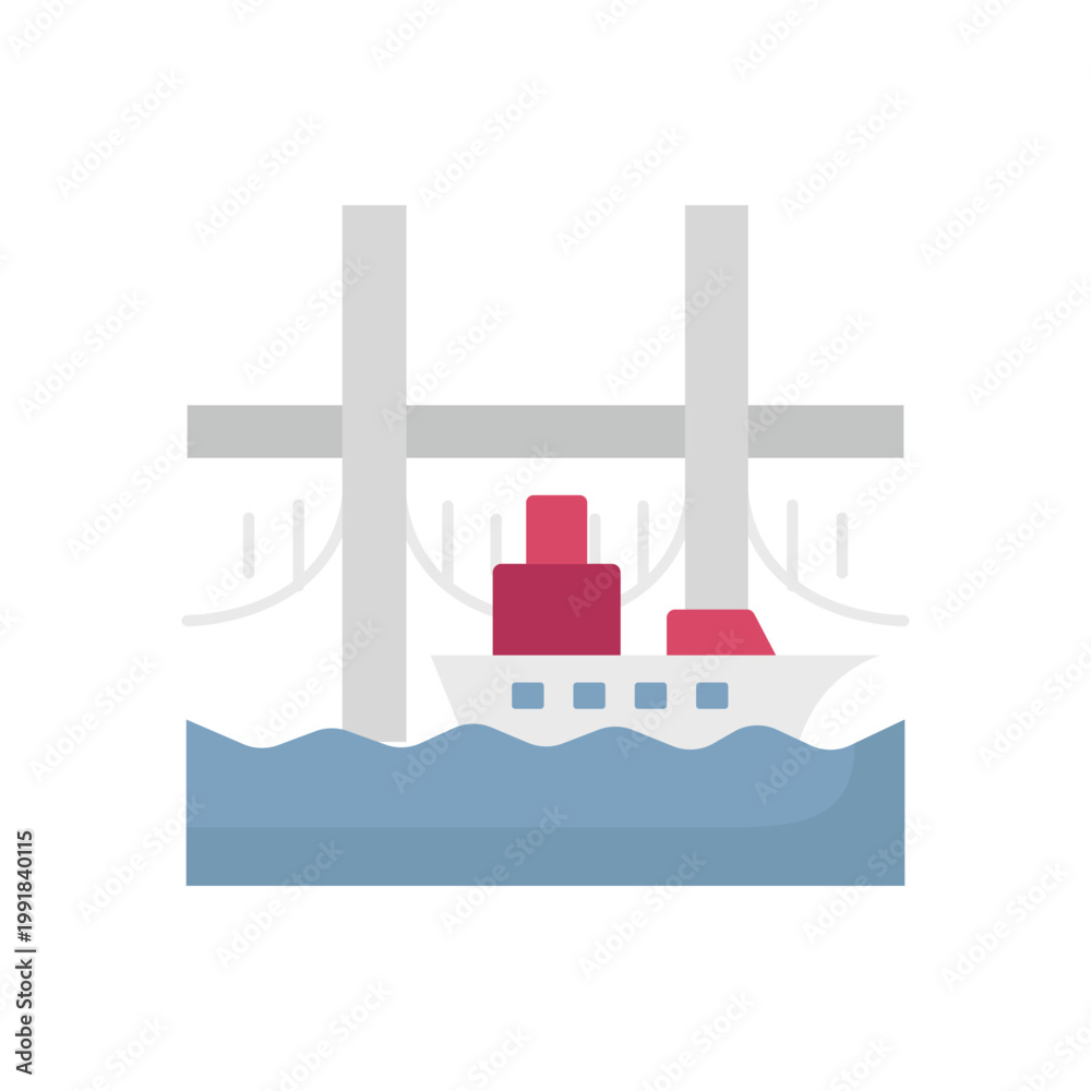 Naklejka premium Suspension Bridge Vector icon which can easily modify or edit