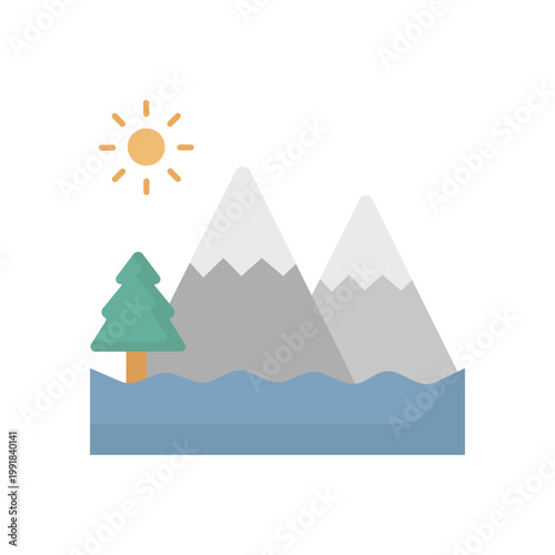 Mountain Landscape Vector icon which can easily modify or edit