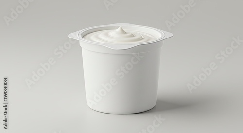 White Yogurt Container with Swirled Creamy Texture