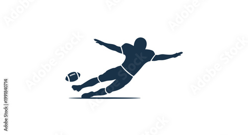 American Football Player Diving for a Touchdown.