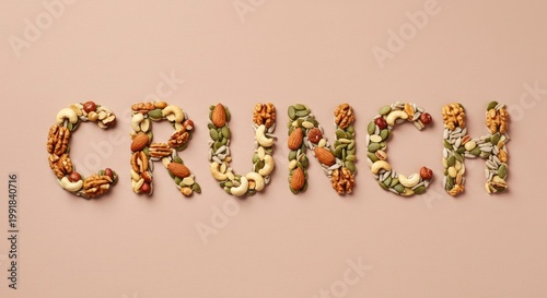 Word CRUNCH Made From Assorted Nuts and Seeds