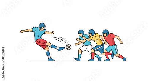 American Football Players in Action during a Game.