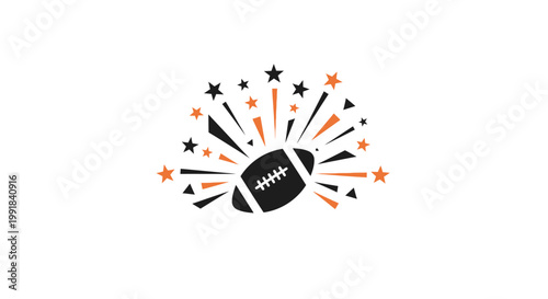 American Football with Explosive Starburst Effect.