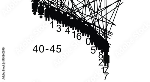 black lines and numbers abstract background