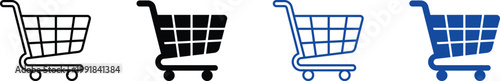 Shopping cart icons for e commerce business vector graphics for online retail and digital commerce