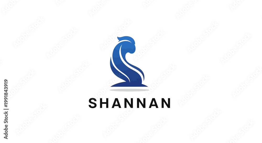 Obraz premium Elegant Blue Wave Logo Design for Shannan Company Branding.