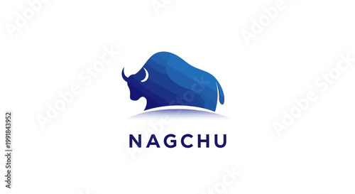 Elegant Blue Yak Logo on White Background Represents Nagchu Brand.