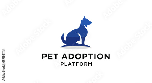 Elegant Blue Silhouette of a Dog Symbolizing Pet Adoption and Care.