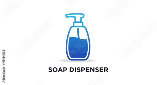 Elegant Blue Soap Dispenser Illustration for Hygiene and Cleanliness.