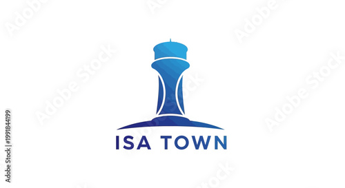Elegant Blue Tower Logo with Crown for Isa Town, Bahrain.