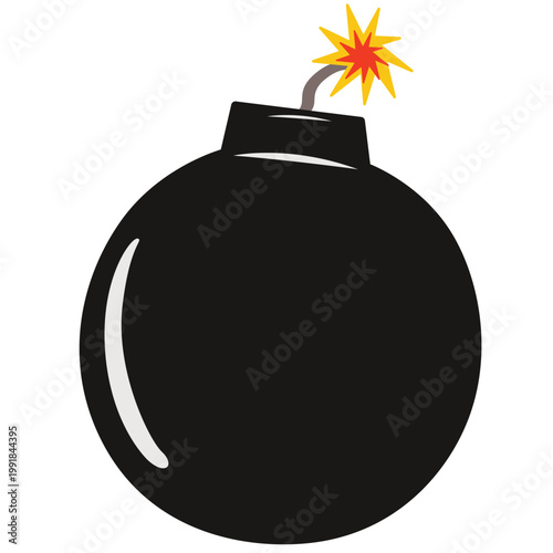 bomb with burning fuse vector