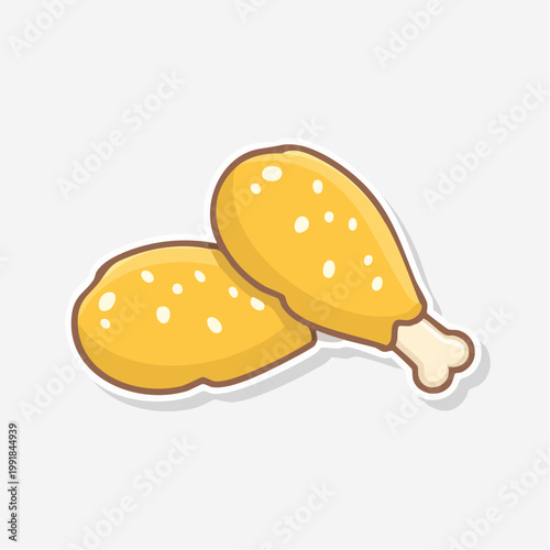 Cartoon Fried Chicken Drumsticks and Nuggets