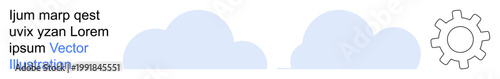 Cloud computing, technology integration, IT solutions, software development, digital infrastructure, automation. Two clouds and a gear icon on a plain backdrop. Cloud computing and technology
