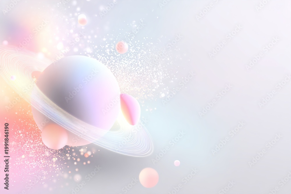 Fototapeta premium A vibrant digital illustration of a planet in a colorful cosmic environment