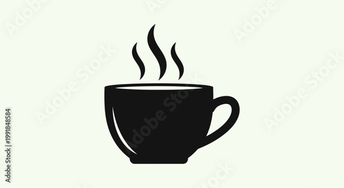 Black Silhouette of a Steaming Coffee Cup.