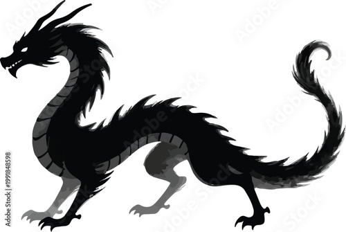 Majestic Dragon Illustration: A captivating illustration of a powerful dragon, exuding an air of mystique and strength, perfect for adding a touch of fantasy to any project.