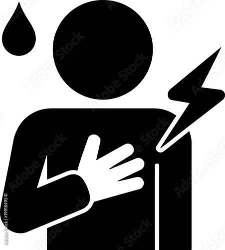 Person experiencing a sudden electric shock during a rainstorm