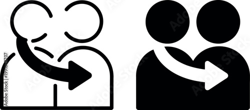 Two icons depicting communication and connection between individuals