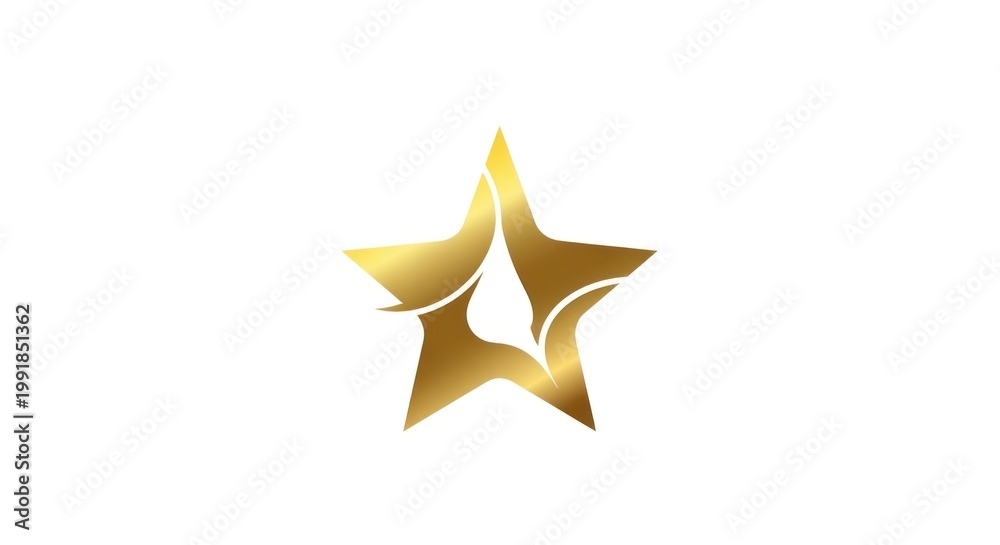 Fototapeta premium Golden star icon with drop element on white background