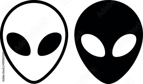 Contrast of alien faces with different visual styles and expressions