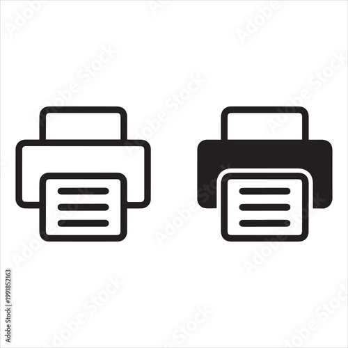 Printer icon and print symbol, fax sign