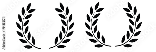 Canvas Print Laurel, wreath icon set featuring circular foliate branches, chaplet and award l