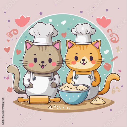 Cute Cats Baking Together
