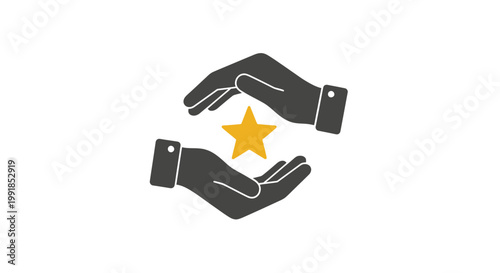 Hands cradling a shining golden star.