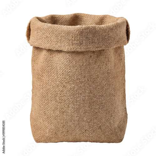 Empty Burlap Sack Isolated on Transparent Background – Rustic Natural Storage Bag
