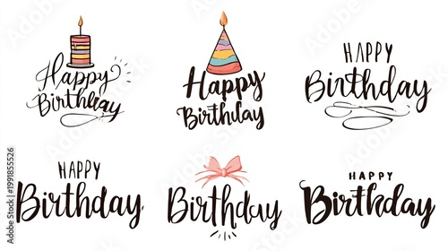 Candles glow softly beside birthday wishes. Handwritten script dances with festive cheer. Paper hats and bows add playful charm. Perfect for cards, gifts, or party decorations