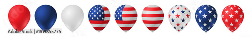 Set of American floating balloons. Independence day vector illustration