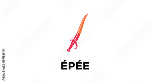 Elegant Epee Sword Depicted in a Vibrant and Artistic Illustration.
