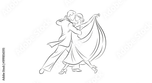 Couple dancing tango in elegant pose illustration.