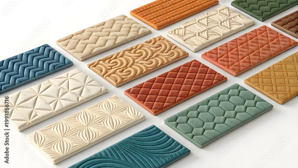 Fototapeta premium Luxury 3D Upholstered Panel Textures Modern Design Set