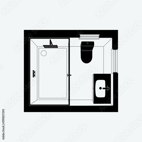 Bathroom interior with shower and toilet.