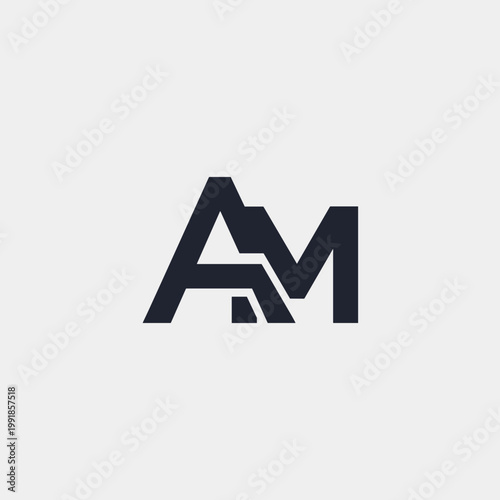 Black AM Logo Design Symbol.
