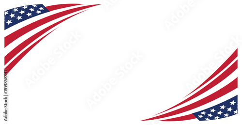 american flag corner stripes border design for patriotic background banner poster. usa independence day theme