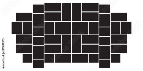 Mood board or photo collage template set. Black mosaic art grid arrangement. Picture frame composition portfolio collection. Wall gallery layout design for presentation, poster, mockup, banner. Vector