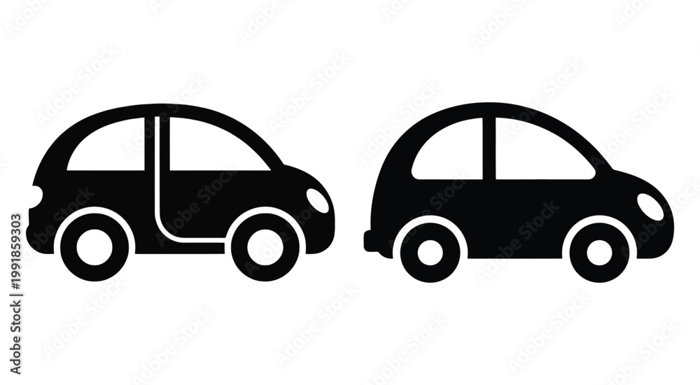 Fototapeta premium Minimalist Silhouette Vehicle Icons Pack for User Interface Design