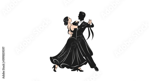 Elegant Couple Dancing Ballroom Style.