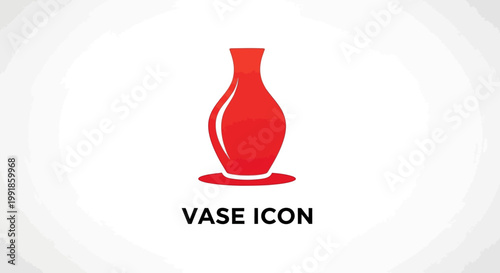 Elegant Red Vase Icon on White Background for Design.